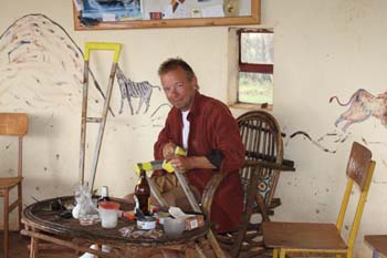 Die Stelzen werden gepolstert